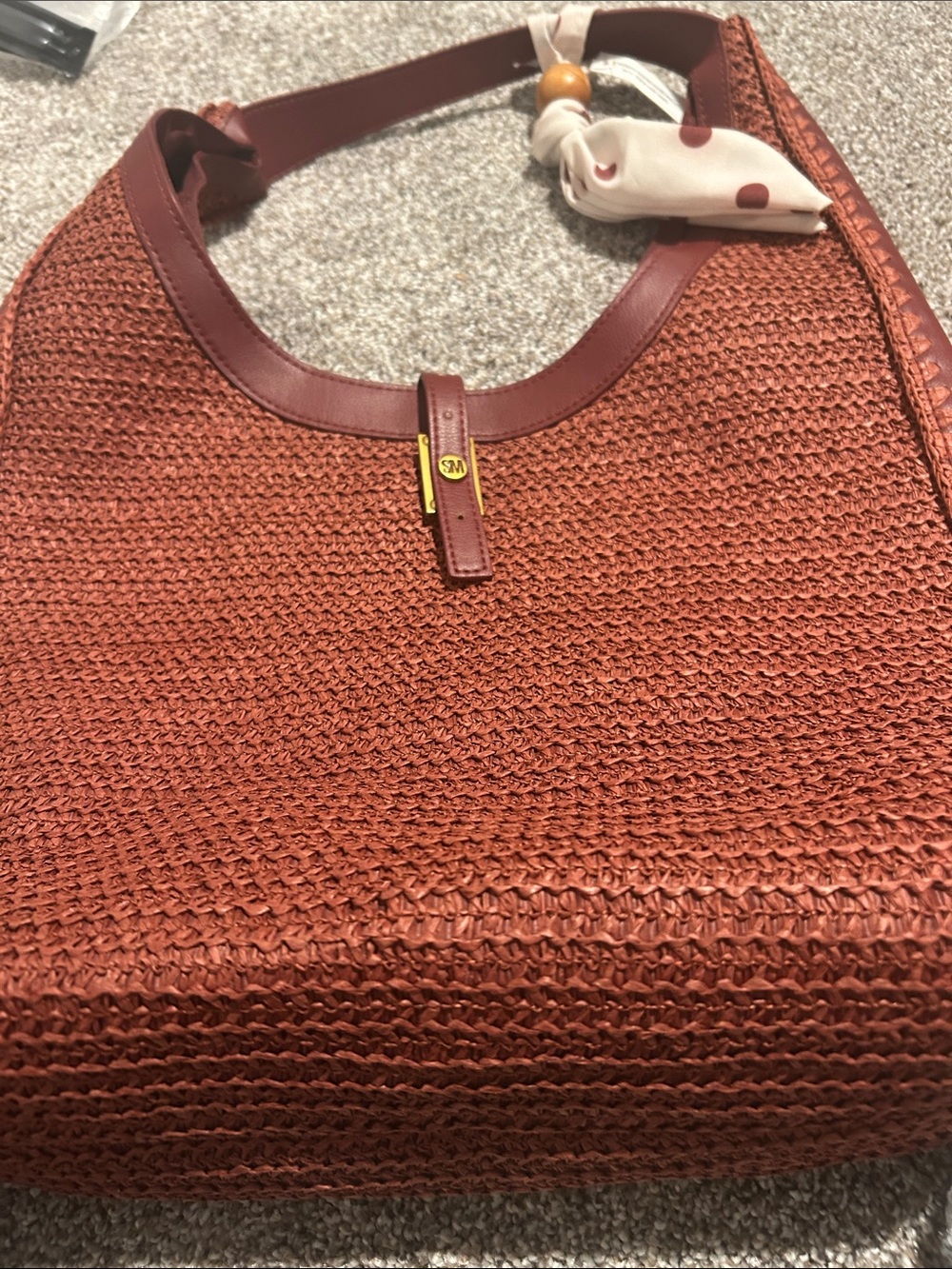 Steve Madden Woven Shoulder Bag - Rust Brown